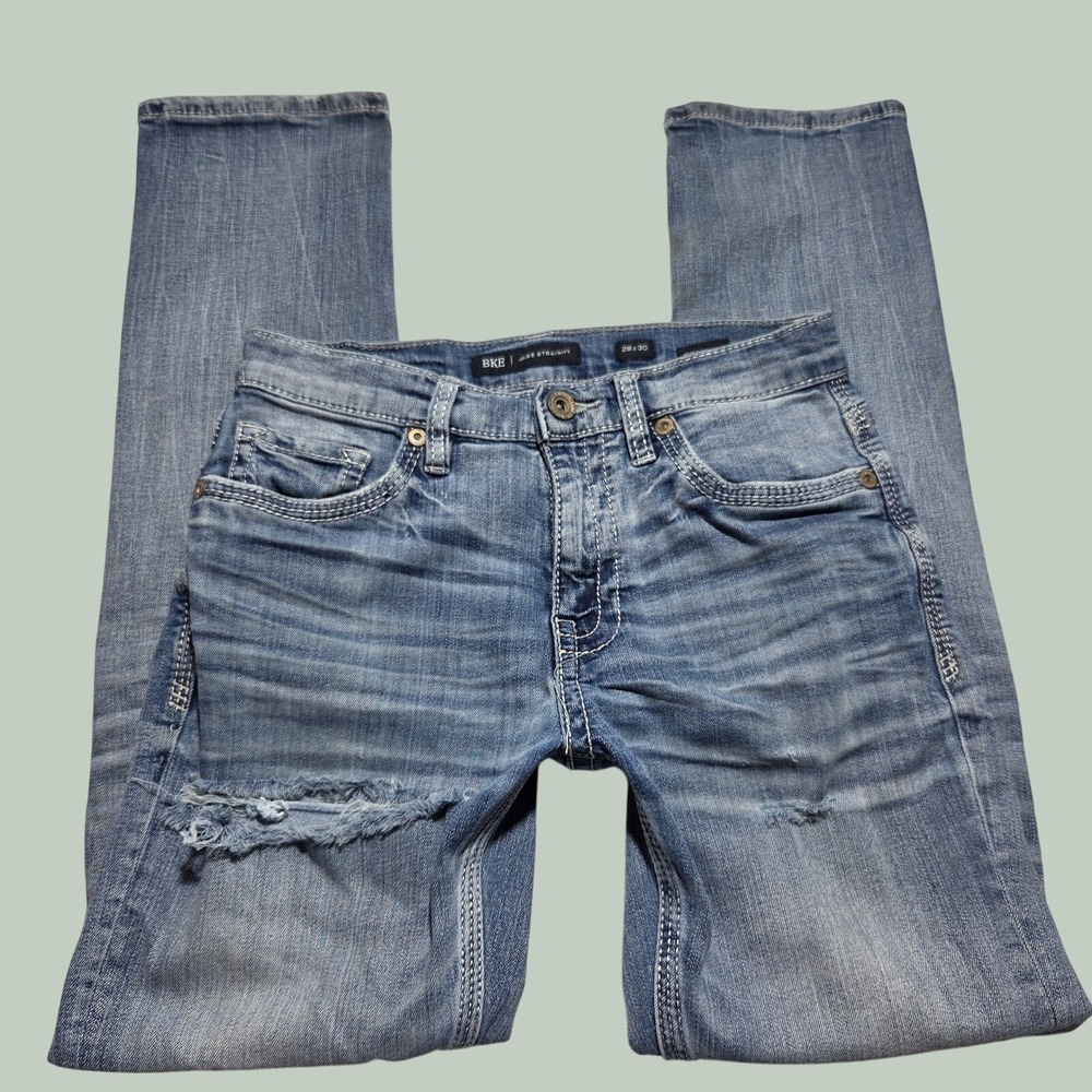 BKE Jake Straight Mens Jeans 28x30 Distressed‎ Blue Denim Skater Y2K Medium Wash